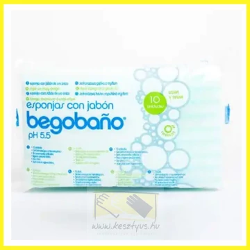 BEGOBANO 10 csomag egyszerhasználatos szappanos mosdatószivacs BB-3 – 12x20 cm, 170 g/m²