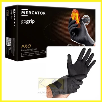 púdermentes, nitril, fekete színű, tartósabb kesztyű