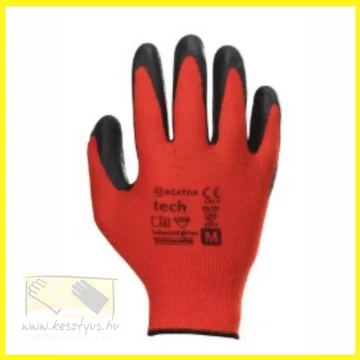 Tech Red+Black latex mártott szerelőkesztyű