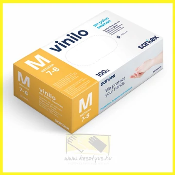 AKCIÓ! VINILO PF. SANTEX S prémium púdermentes vinyl kesztyű / 100 db