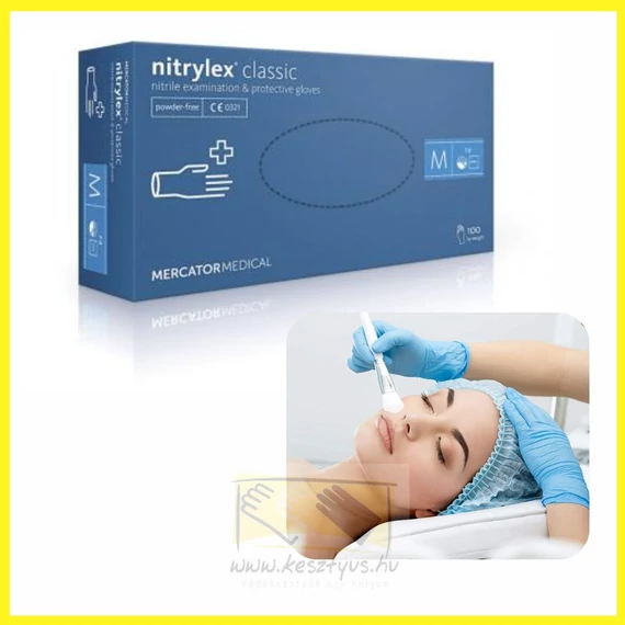 púdermentes kék nitrilkesztyű