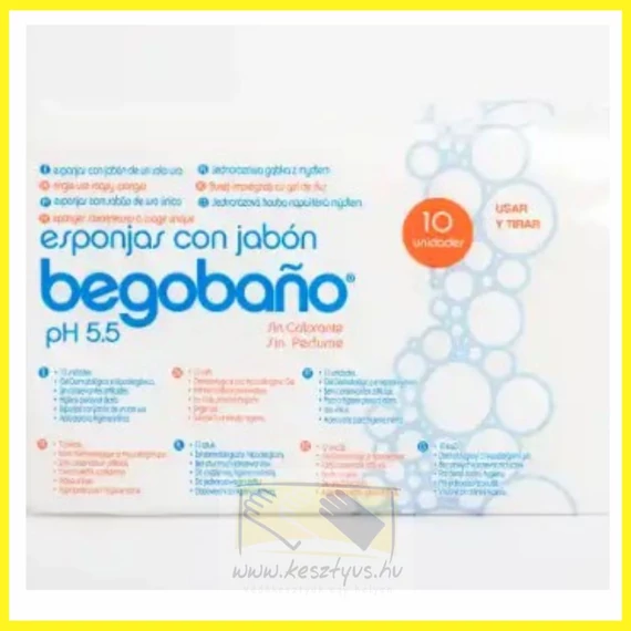 BEGOBANO 10 csomag egyszerhasználatos szappanos mosdatószivacs BB-19  – 12x20 cm, 100 g/m²