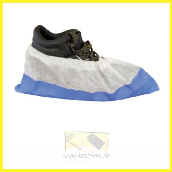 Erősített Polietilén (Nylon) Polipropilén, kék-fehér PE/PP cipővédő (100db/csomag)