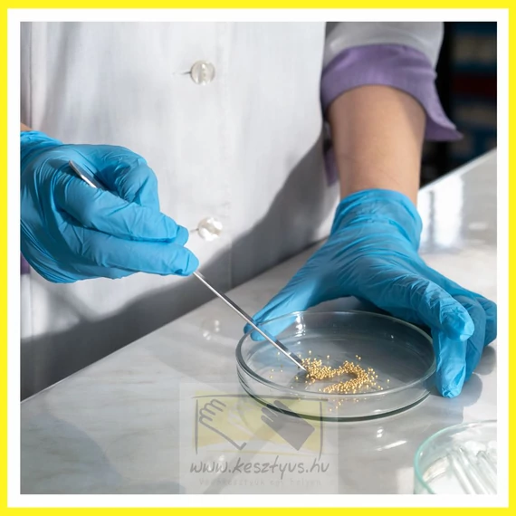 púdermentes hosszúszárú kék nitril kesztyű