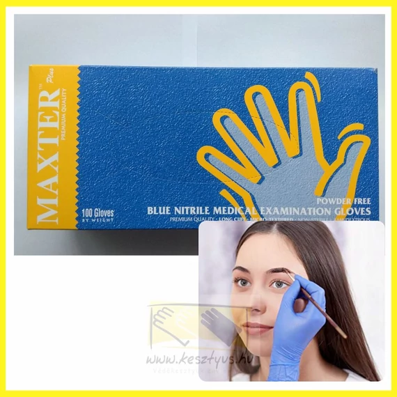 púdermentes hosszúszárú kék nitril kesztyű