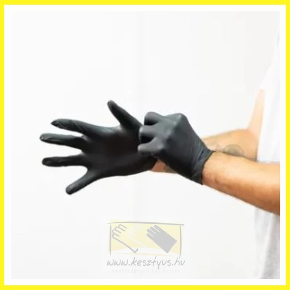 5,5gr MAXTER BLACK NITRIL M púdermentes tartós fekete kesztyű,100db