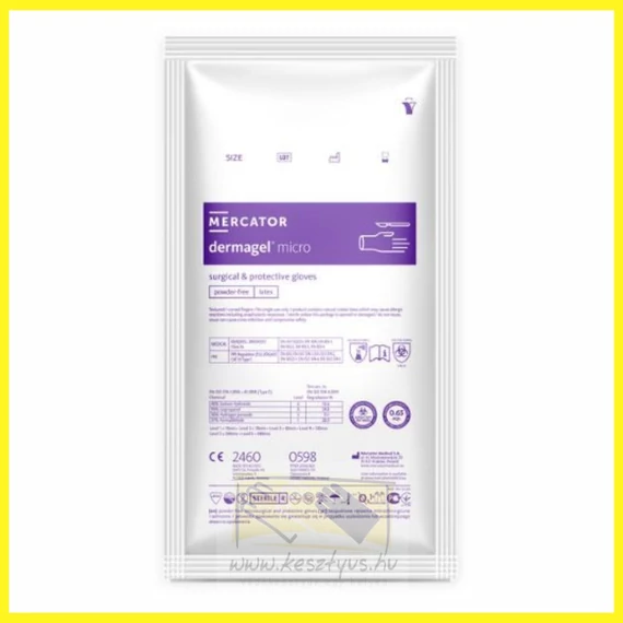 DERMAGEL MICRO PH. STERIL 6 sebészeti púdermentes kesztyű precíz eljárásokhoz, barna szín / 50pár