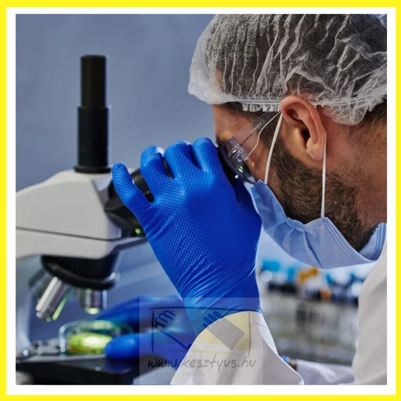 púdermentes, nitril, kék színű, tartósabb kesztyű