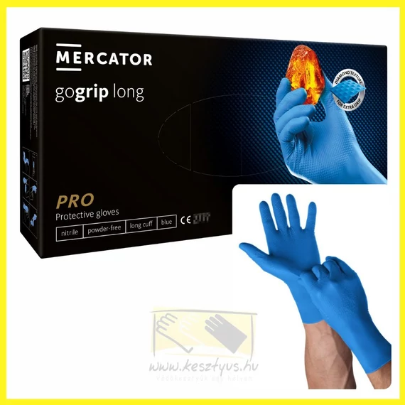 púdermentes, nitril, kék színű, tartósabb kesztyű