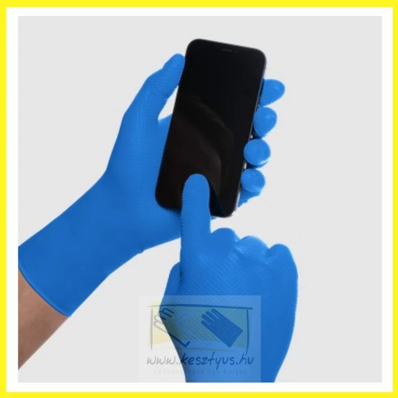 púdermentes, nitril, kék színű, tartósabb kesztyű