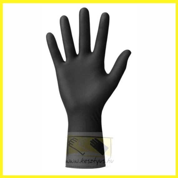 Ideall NITRILE MOTO  PF. M-es. Púdermentes fekete nitril tartós, vastag, hosszúszárú kesztyű, 100db