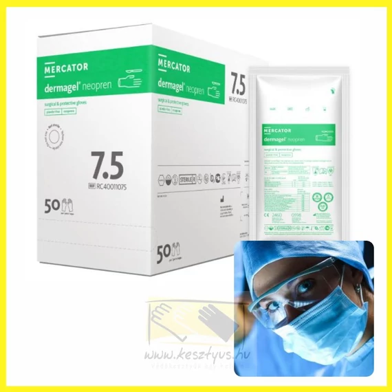 Dermagel Neopren Steril púdermentes neoprén szintetikus sebészeti kesztyű