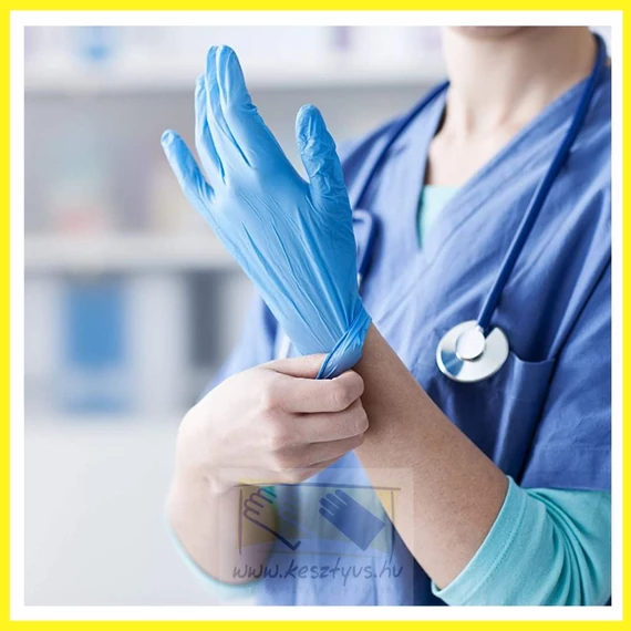 púdermentes kék nitrilkesztyű