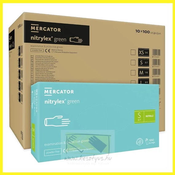 NITRYLEX GREEN PF. XS zöld púdermentes nitril kesztyű /100db