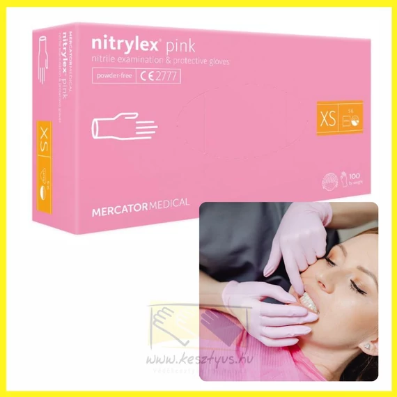 rózsaszínű nitrilkesztyű