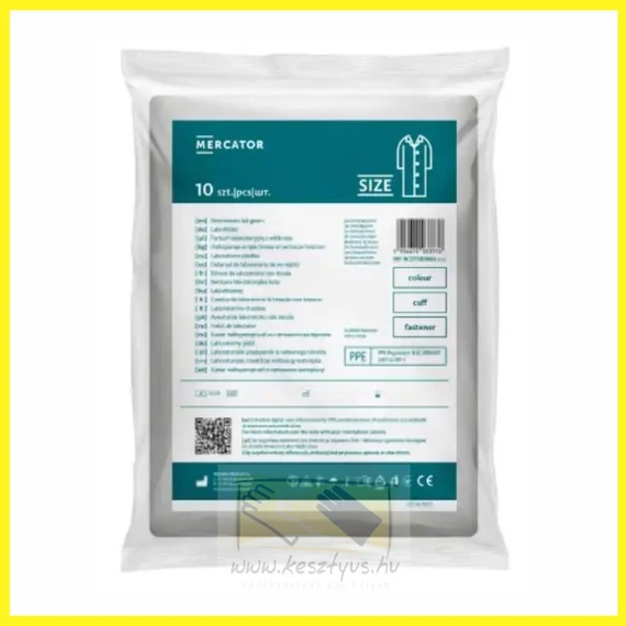 OPERO L nem szőtt labor köpeny, patentos, fehér, 10 db – PPE I