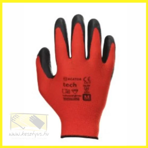Tech Red+Black latex mártott szerelőkesztyű