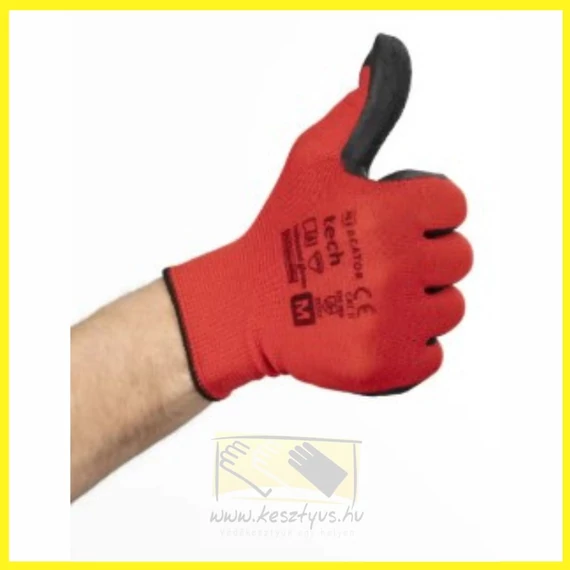 Tech Red+Black latex mártott szerelőkesztyű