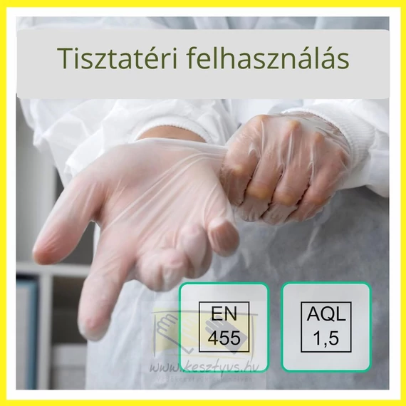 AKCIÓ! Prémium púdermentes vinyl kesztyű (S, L) – VINILO PF / SANTEX GD10