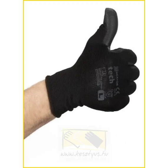 MERCATOR TECH PU L tenyérmártott fekete precíziós szerelőkesztyű / 12pár